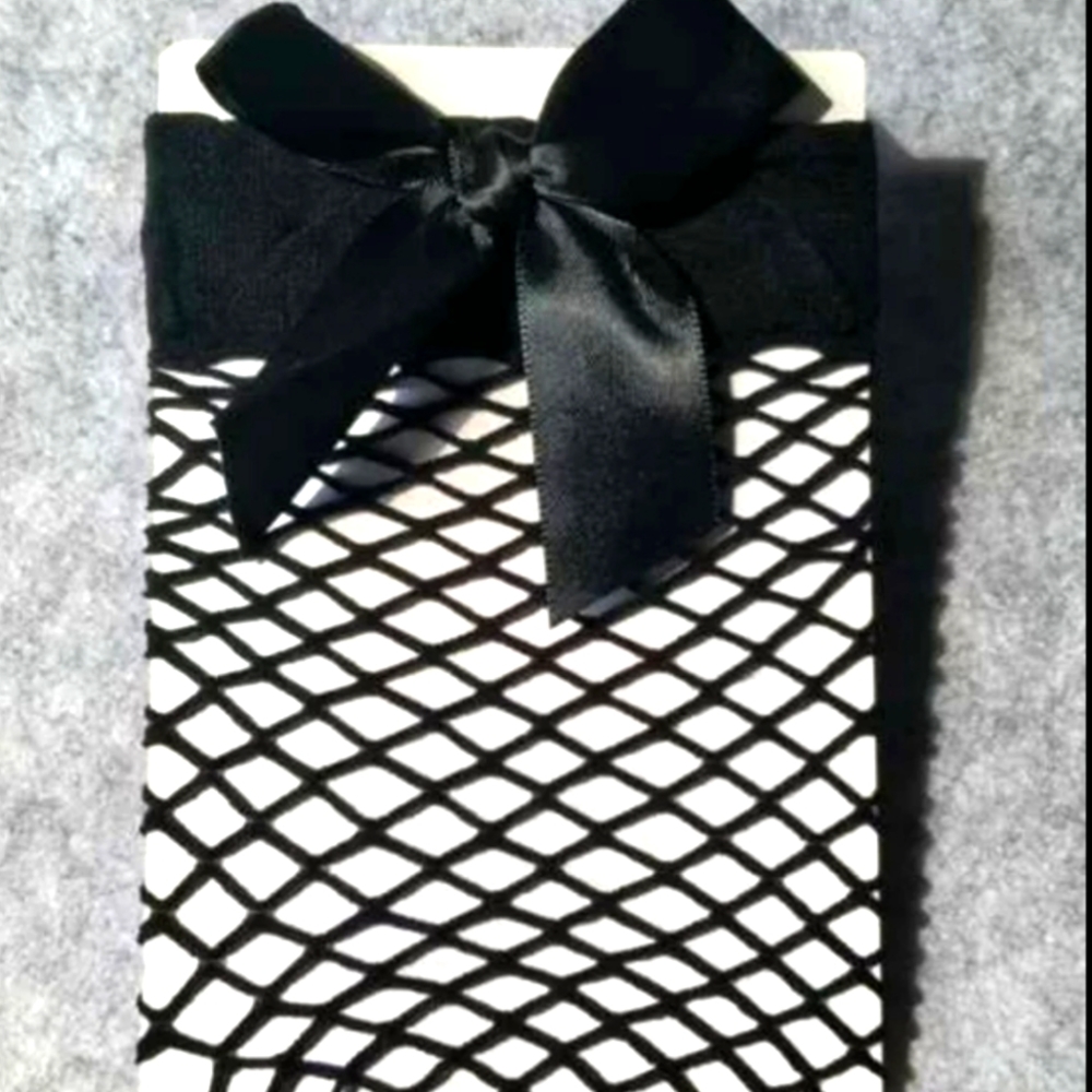 💋Satin Bow Fishnet Thigh High Stockings💋 - Picture 5 of 15